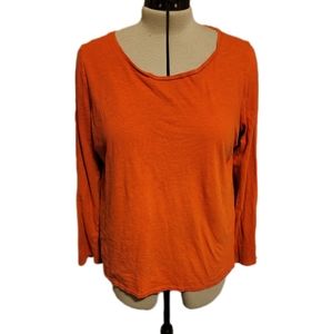 🔖👉 Eileen Fisher Long Sleeve Cotton Tee Orange